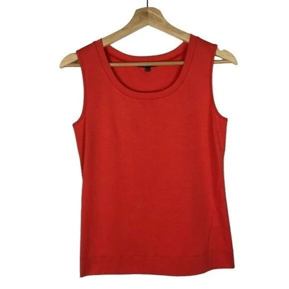 Lafayette 148 Tangerine Orange Scoop Neck Tank Top S